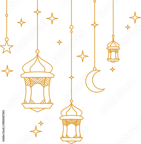 islamic lantern decoration of golden mosque