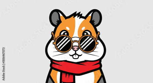 Cartoon hamster wearing sunglasses and scarf