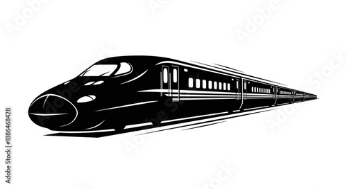 Sleek modern high speed train in motion silhouette.
