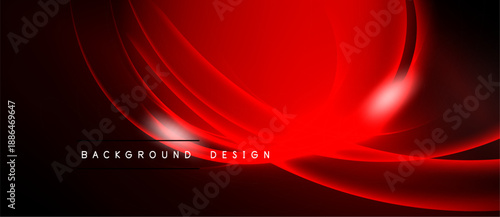 Abstract red design. Smooth curves create dynamic flow. Dark background emphasizes vibrant color, modern aesthetic.
