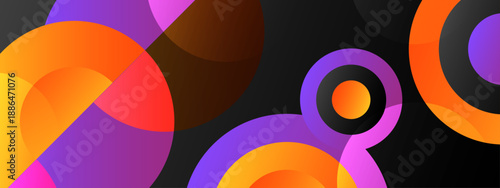 Modern artistic background featuring overlapping colorful circles and gradients on a dark backdrop for digital wallpaper design