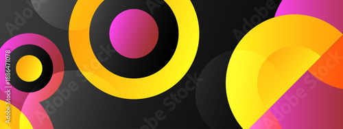 Stylish composition of bright pink and yellow circles with gradient effects creating a layered geometric aesthetic for creative projects