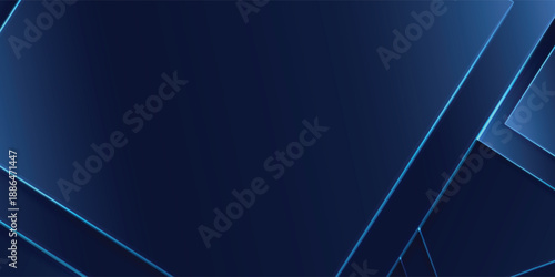 Abstract dark blue background with glowing geometric shapes and neon lines for modern digital presentations and banners