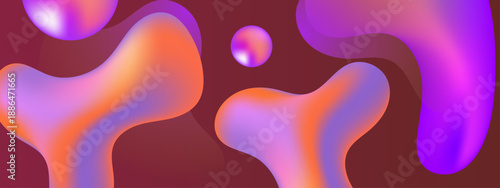Abstract composition of warm organic fluid shapes with orange and purple gradient hues