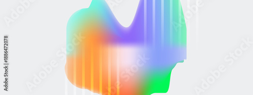 Abstract fluid mesh with colorful gradient distortion over a clean white space