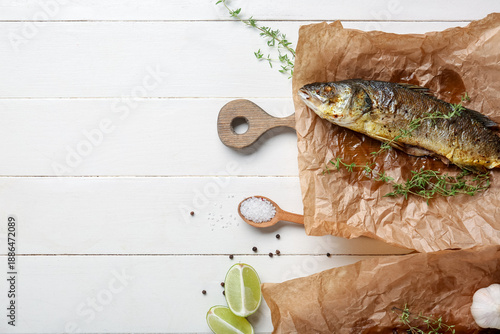 Delicious cooked seabass fi...