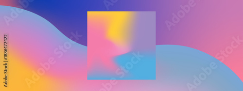 Soft pastel mesh gradient with a central square frame for artistic social media post or minimal website landing page