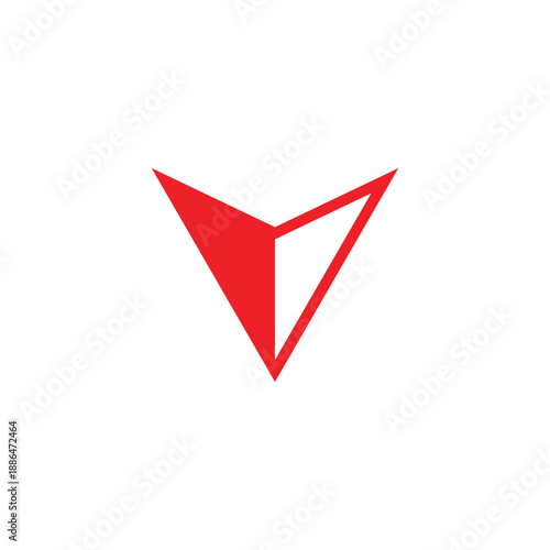 Free Download letter v simple red shadow arrow logo vector - GFXLoad