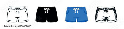 Glowing blue athletic shorts among gray and black shorts