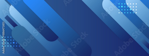 Dark blue diagonal geometric shapes with dot pattern accents