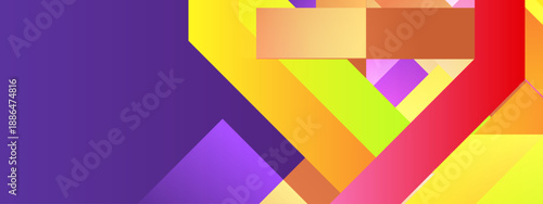 Elegant purple and yellow abstract composition with thick diagonal stripes and overlapping block elements for premium branding