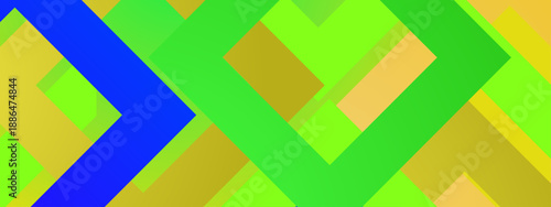 Contemporary design featuring interlaced green and blue rectangular shapes with soft gradients for a professional tech-style appearance