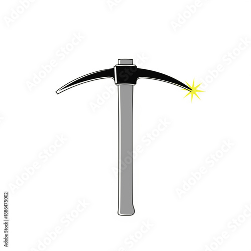 Vertical pickaxe gray handle black head spark