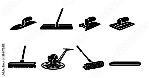 Silhouette collection of concrete finishing tools and techniques