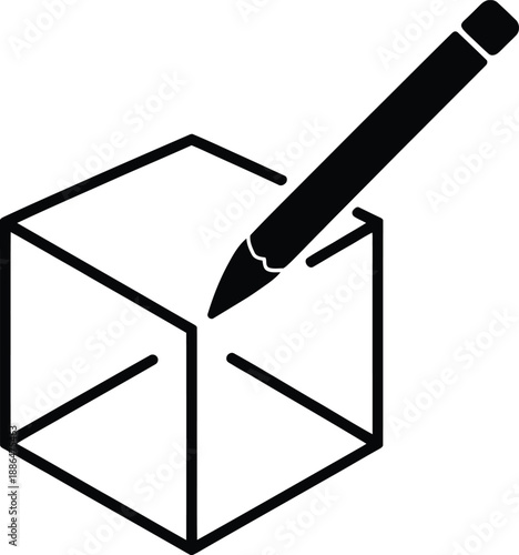 Drawing Geometric 3D Cube With Graphite Pencil