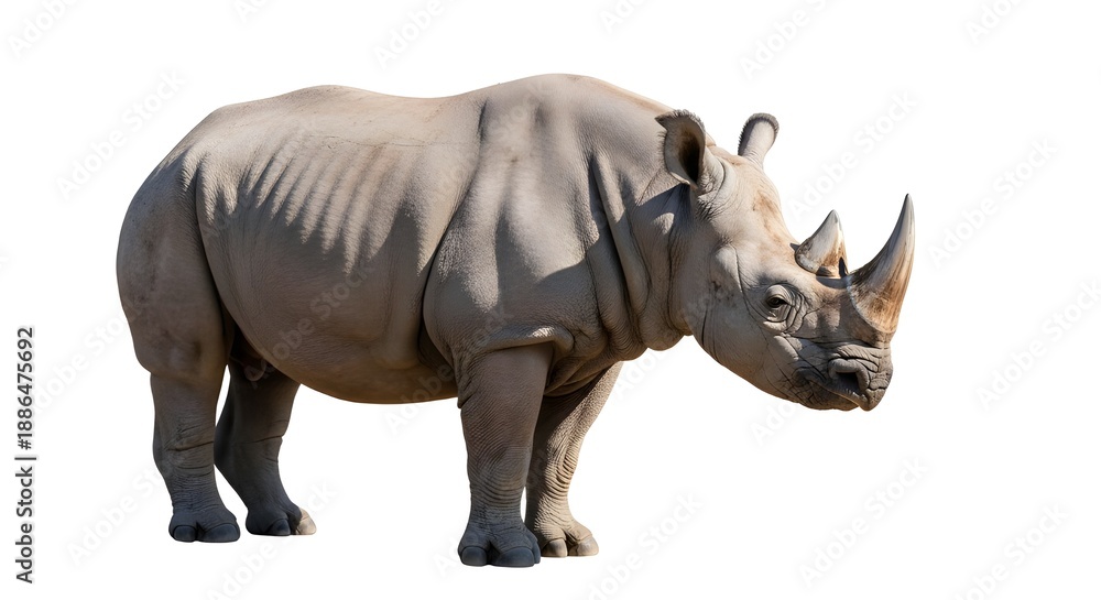 Fototapeta premium Majestic Rhinoceros Isolated on White
