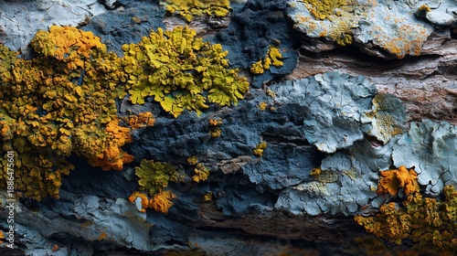 Wallpaper Mural Lichen growing on tree bark shows various colors and textures in a forest during daylight near a river bank Torontodigital.ca