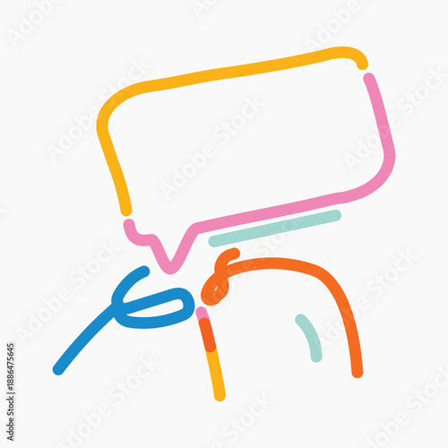 Colorful speech bubble pop doodle line art vector