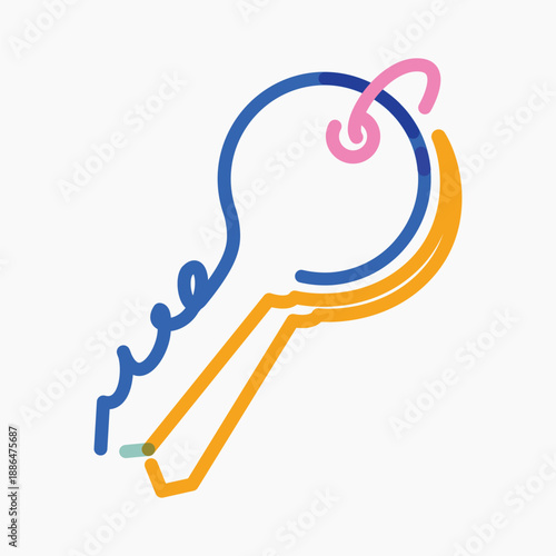 Key pop doodle line art vector