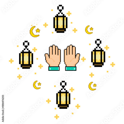 Muslim Hand Prayer Eid Mubarak