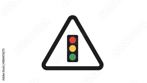 Cautionary traffic light symbol within a triangle indicating a warning for upcoming signal changes or potential hazards on the road ahead