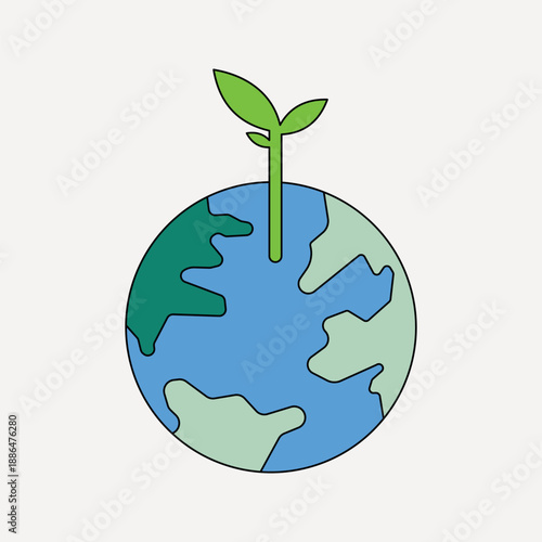 Sprout growing globe, environment collage element vector
