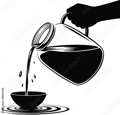 Hand Pouring Liquid From Glass Pitcher Silhouette