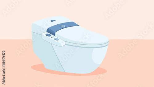 Modern smart toilet with blue accents and control panel