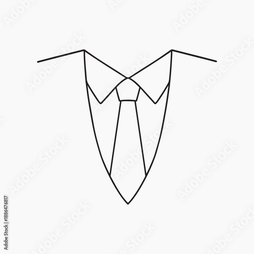 Businessmen's suit & tie, minimal line art illustration vector