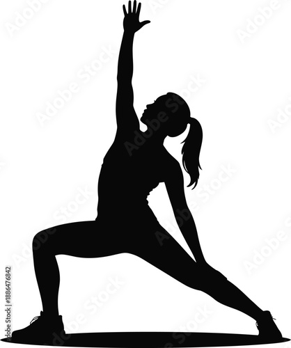 Athletic Woman Performing Yoga Stretch Vector Silhouette