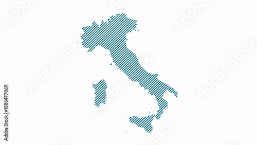 Outline of Italy filled with diagonal lines on a white background