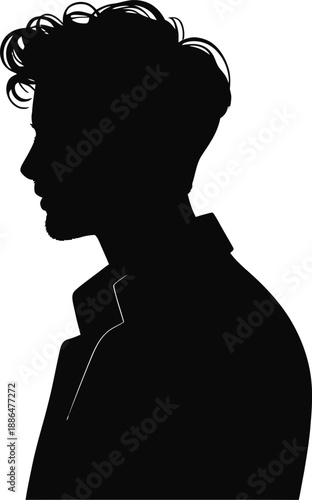 Handsome Young Man Profile With Curly Hair