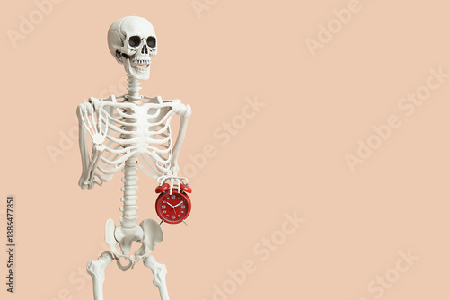 Human skeleton with alarm c...