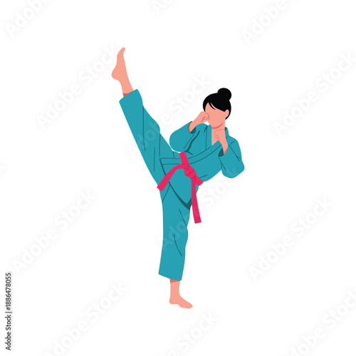 Women's Day karate vector clipart, female martial artist, empowerment illustration, flat style