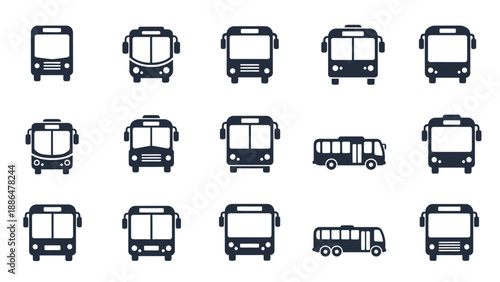Collection of Bus Icons and Illustrations.