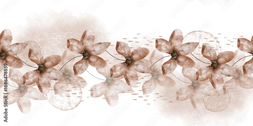 Obraz premium Soft blush watercolor floral border with delicate abstract textures for wedding and Valentine designs