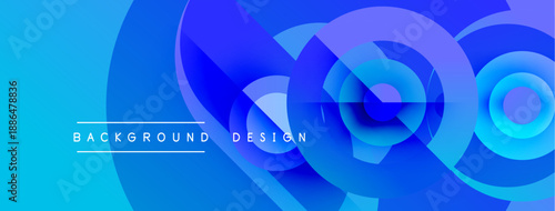 Abstract blue design features layered circles, gradients. Modern aesthetic suitable for backgrounds, presentations, digital art.