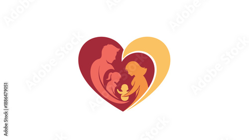Family Love Heart Silhouette Logo.