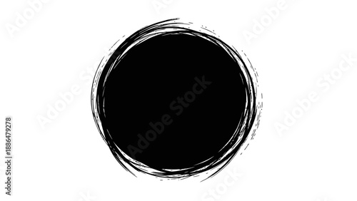 Black ink circle brush stroke.