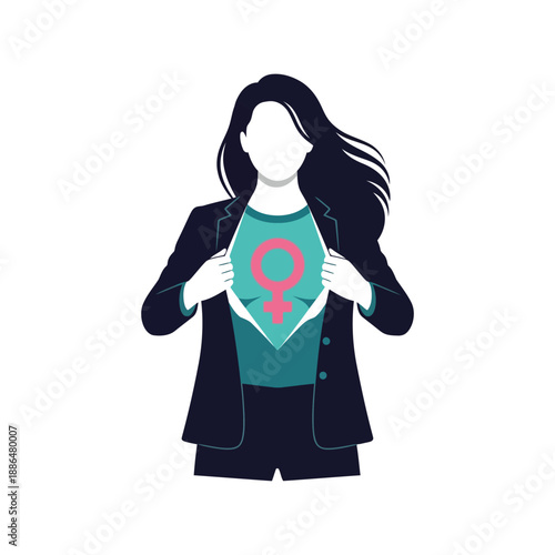 Women's Day vector clipart, female empowerment illustration, feminism symbol, strong woman art