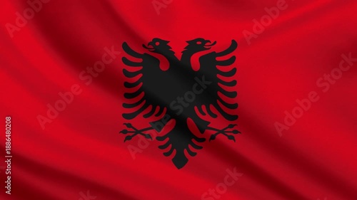Albania flag waving looping footage Full 4K (3840 x 2160) Realistic Albania Flag Looping background. Looping Closeup Full 4K (3840 x 2160) footage. Albania country flags. November 28th