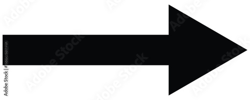 Black horizontal long arrow. Straight long arrow vector icon. Right side long arrow vector. Flat style Arrow symbol. Arrow on a white background. 