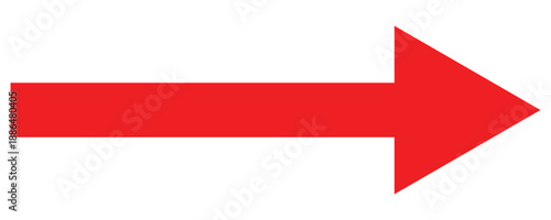Long red arrow icon vector pointing to the right. Arrow shape element. large size red long arrow. Illustration on white background. Vector illustration.