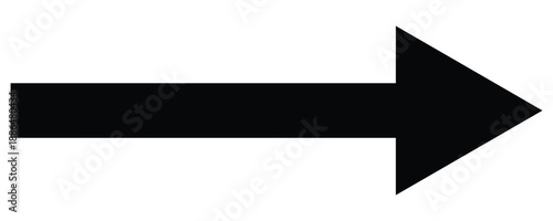 Black horizontal long arrow. Straight long arrow vector icon. Right side long arrow vector. Flat style Arrow symbol. Arrow on a white background. 