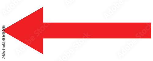 Red  arrow pointing to left . Arrow shape icon element.  Straight long arrow pointing. Vector red long arrow icon. Isolated on white background.