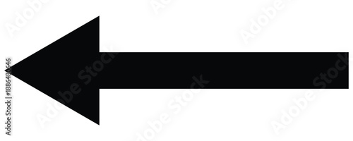 Vector set of trendy long arrows left in side flat style. Straight long left direction vector arrow icon . Isolated on white background. Vector illustration.