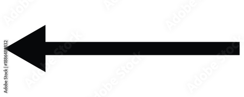 Simple black arrow pointing left on transparent background, symbolizing direction and movement. Isolated on white background . Vector illustration.