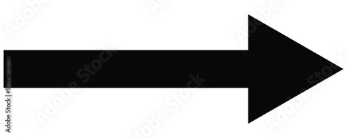 Black horizontal long arrow. Straight long arrow vector icon. Right side long arrow vector. Flat style Arrow symbol. Arrow on a white background. 