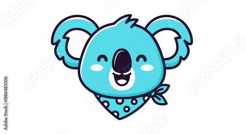 Canvas Print Cartoon koala bear smiling with bandana