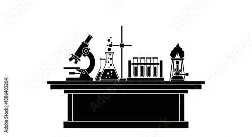 Laboratory equipment on a table for scientific research.